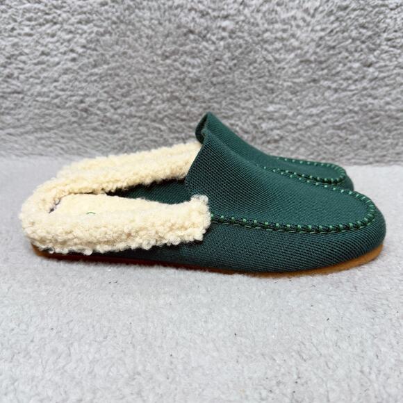 Rothy's The Scuff Slipper Womens Size 6 Shoes Holly Green Wool Blend Sherpa - Picture 2 of 11